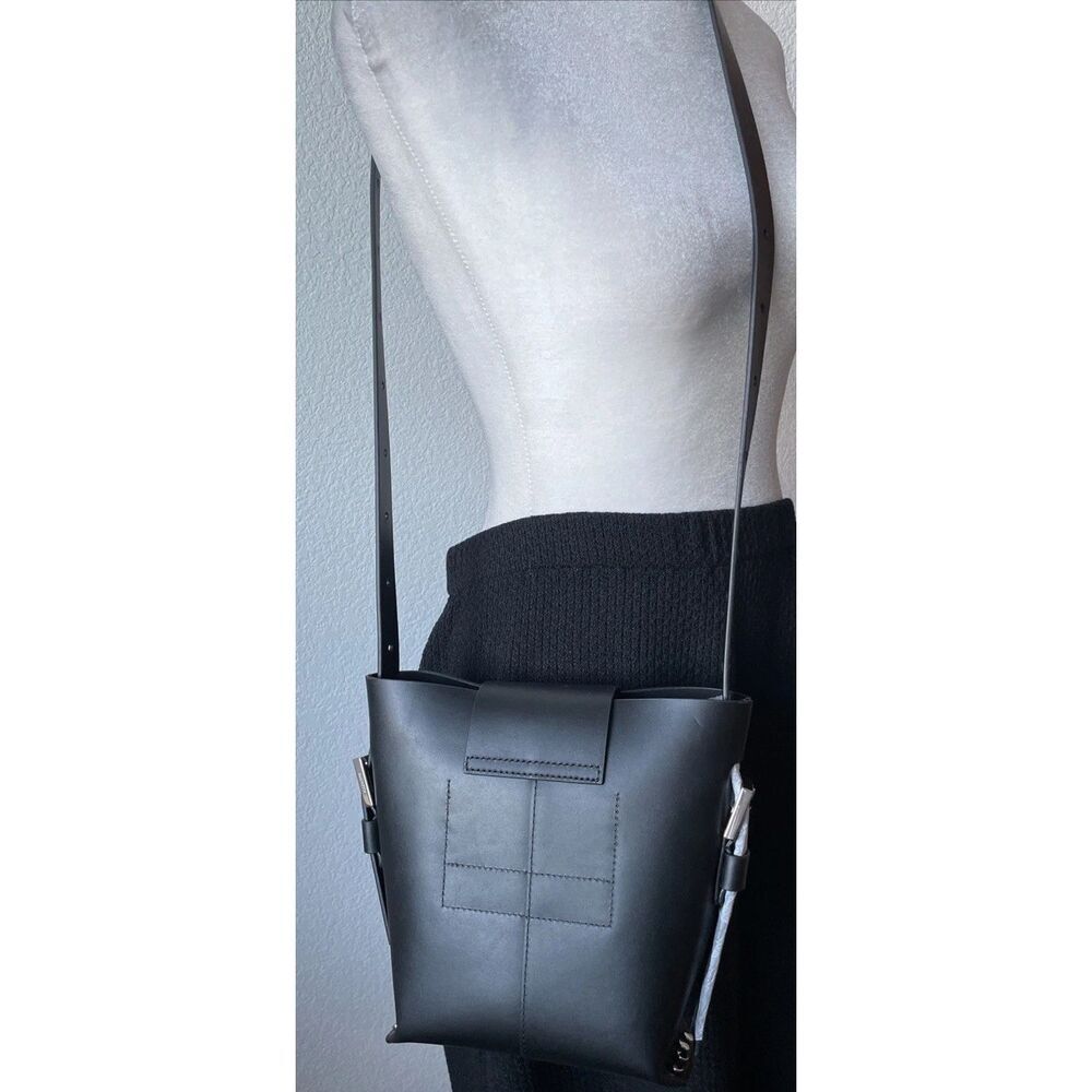 NWT'S AllSaints Miro Crossbody Bucket Bag in Black Leather - Picture 6 of 7